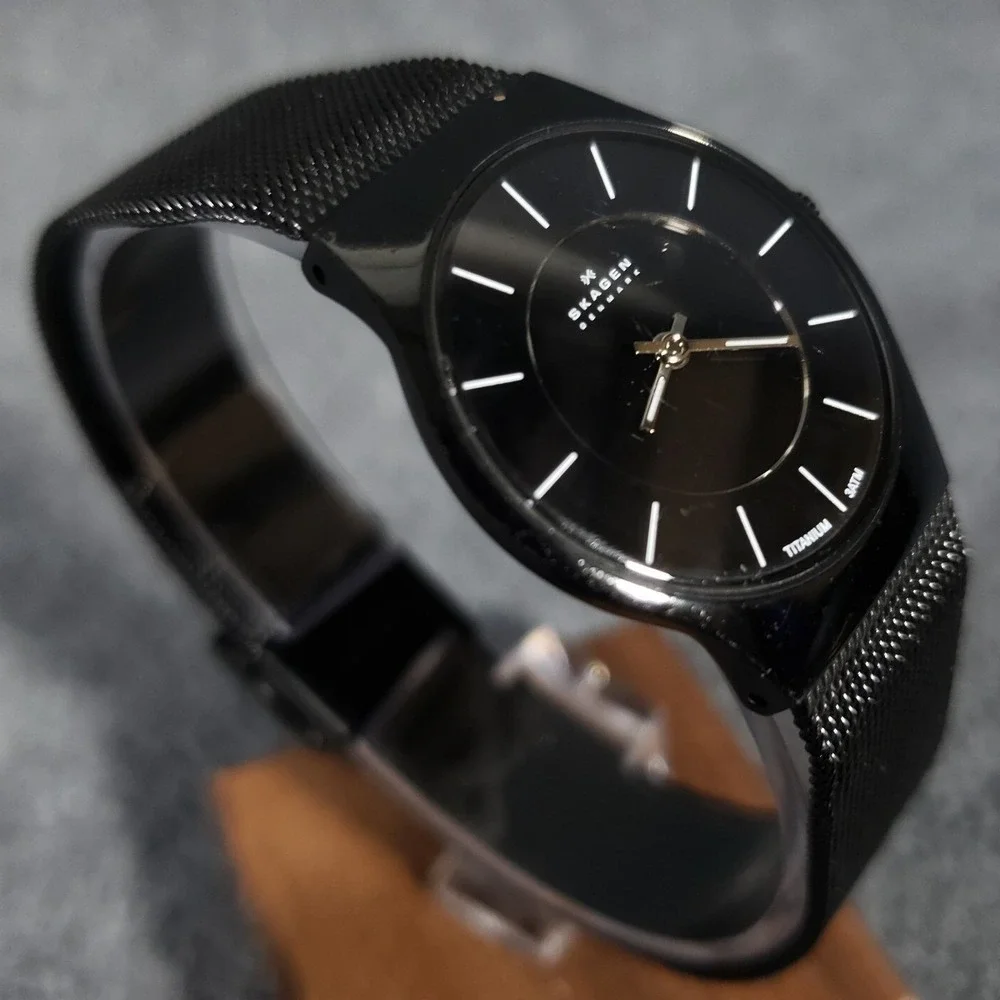 Skagen Ladies Watch‎ Titanium Black Dial Mesh Stainless Steel Band  233STMB